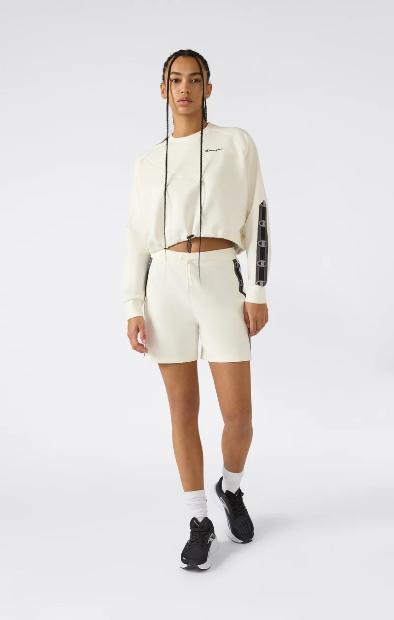 Women’s Cropped Interlock Crewneck Sweatshirt with Tape Logo