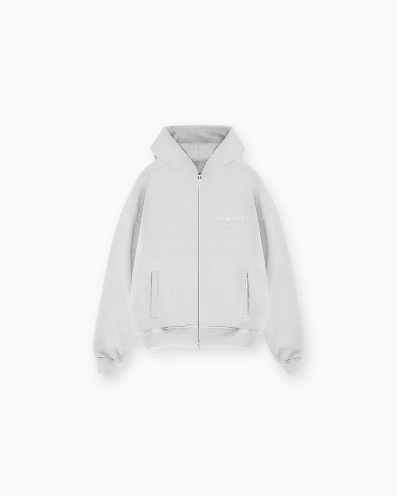Represent Owners Club Stamp Zip Up Hoodie - Ash Grey