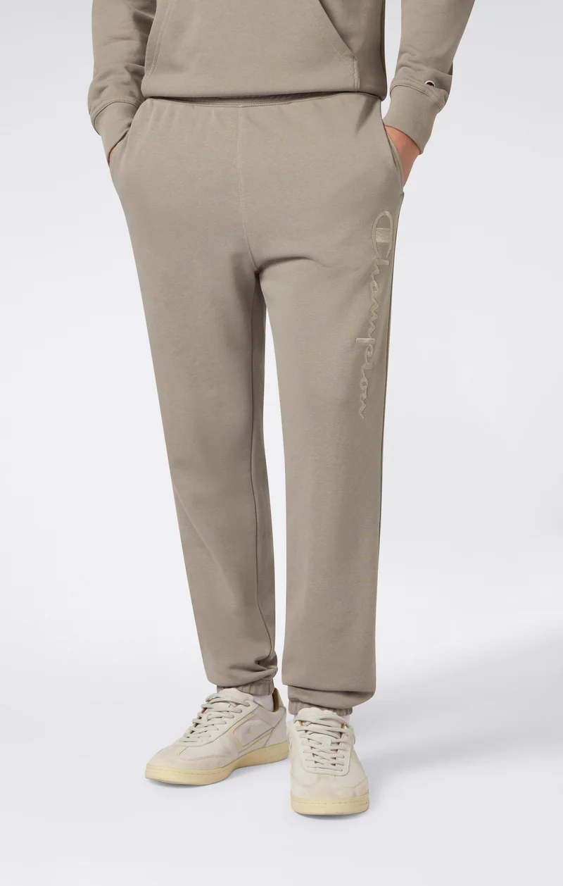 Men’s Lightweight Pants with Elastic Cuffs and Tonal Maxi Embroidered Logo Icons