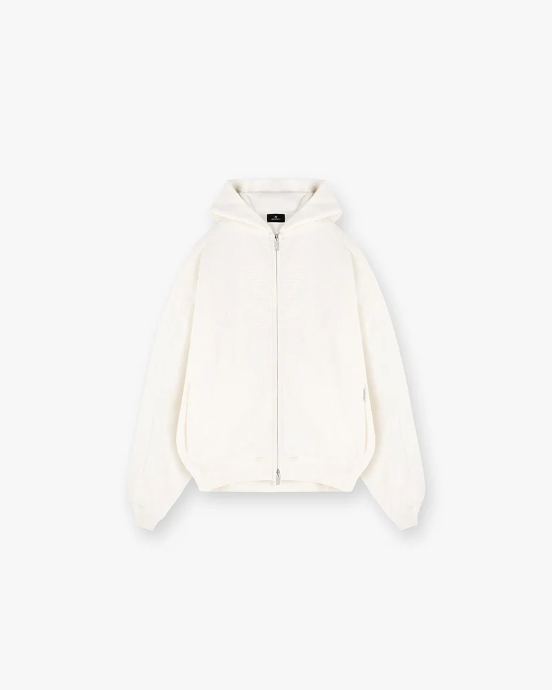 Waffle Zip Through Hoodie - Flat White
