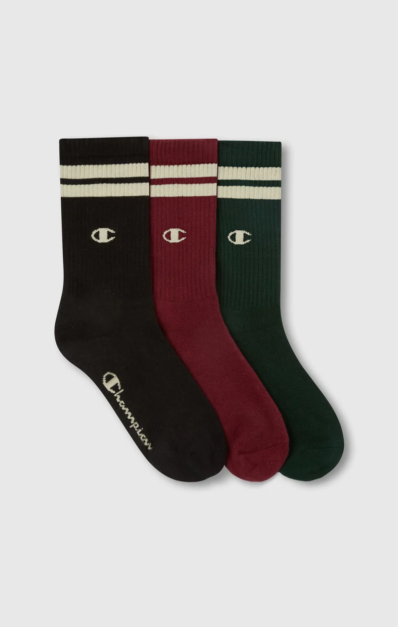 3-Pack Adult Mid Crew Multi Logo Socks