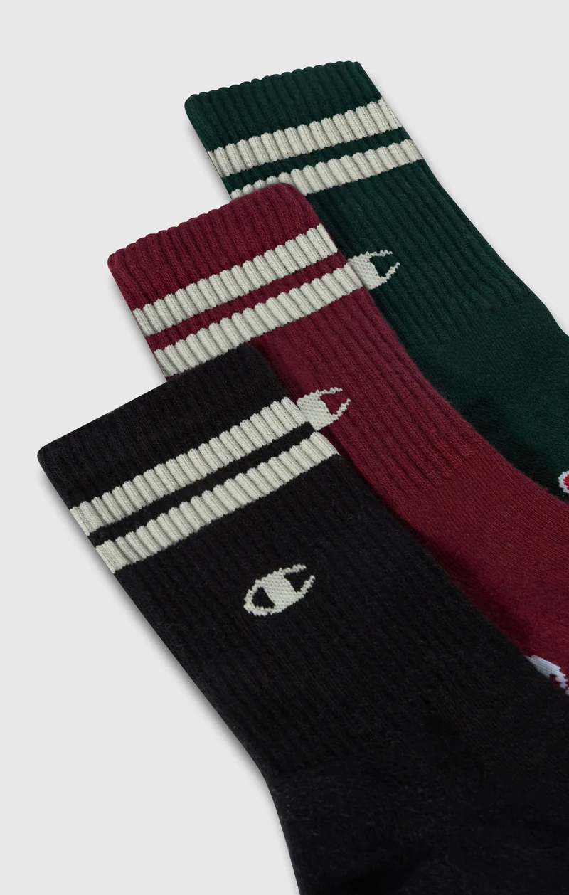 3-Pack Adult Mid Crew Multi Logo Socks