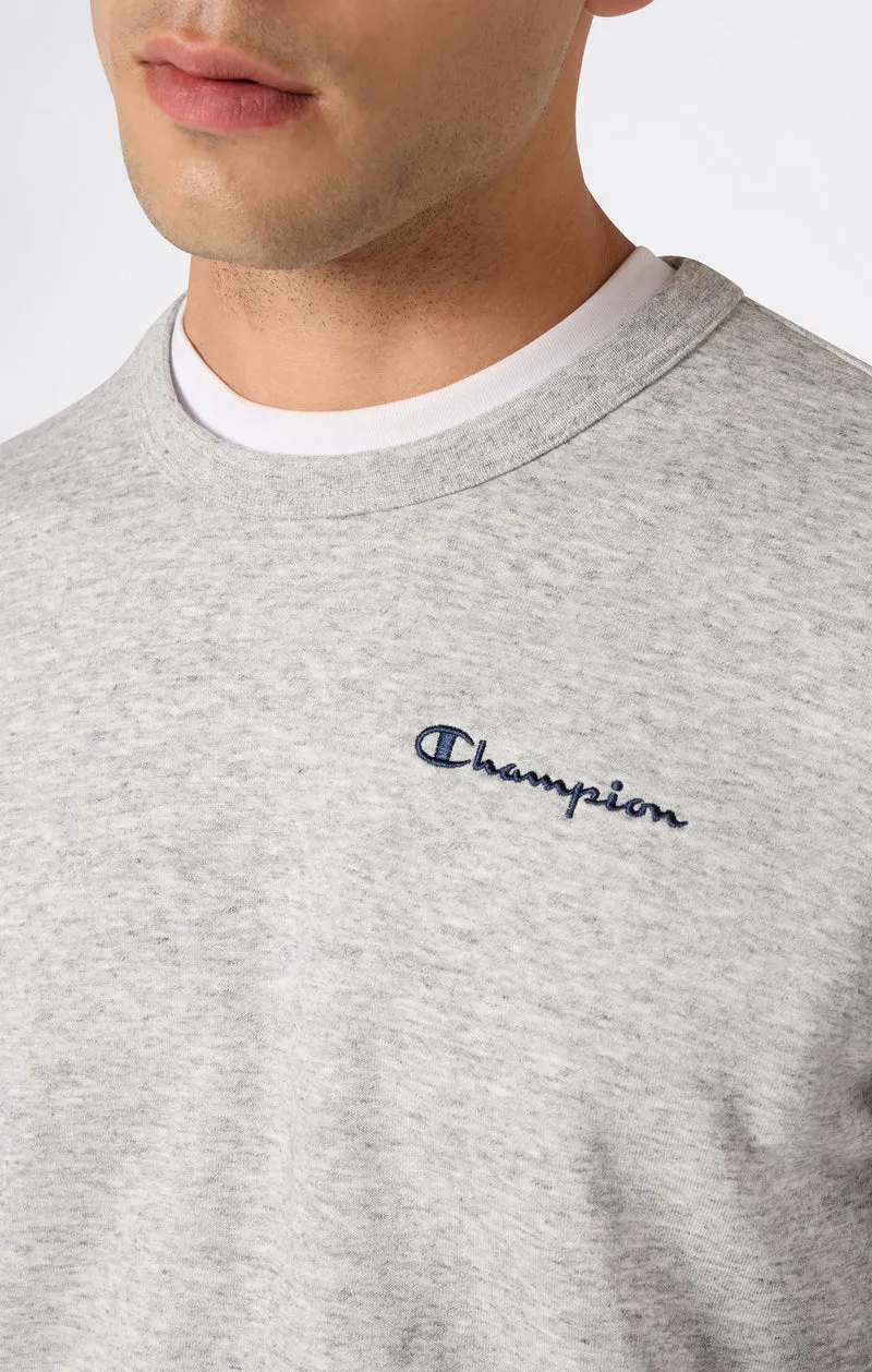 Men’s Fleece Crewneck Sweatshirt with Small Embroidered Logo Icons