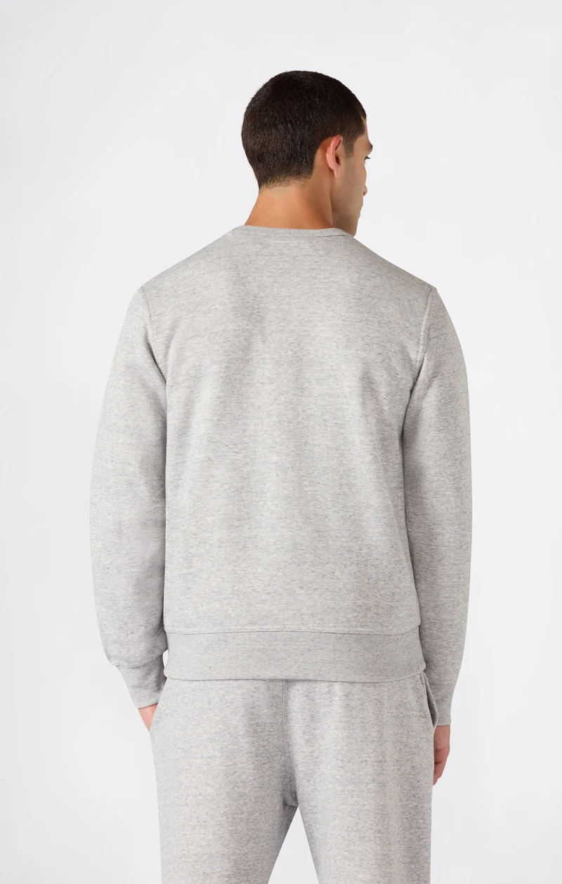 Men’s Fleece Crewneck Sweatshirt with Small Embroidered Logo Icons