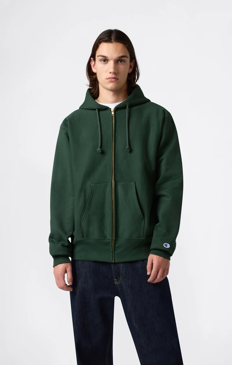 Men's Fleece Reverse Weave Zip Hooded Sweatshirt Made in USA