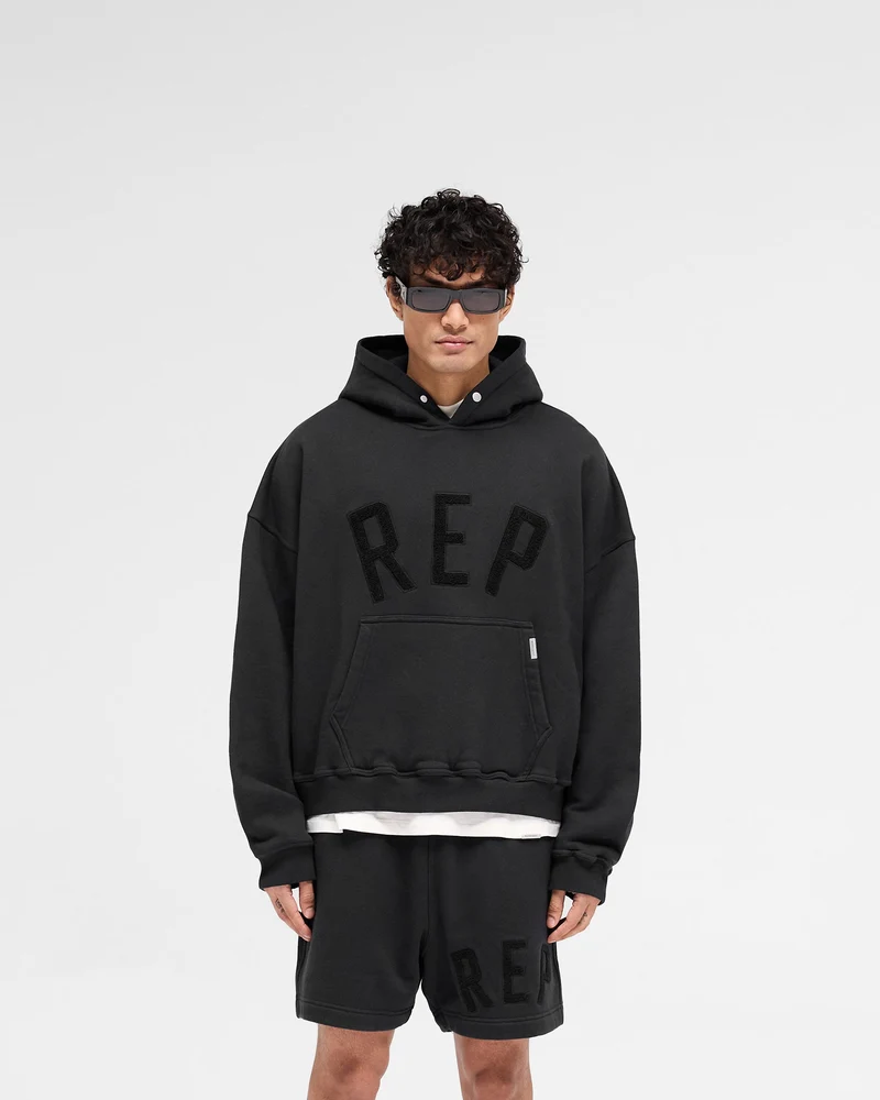 Rep Applique Hoodie - Off Black