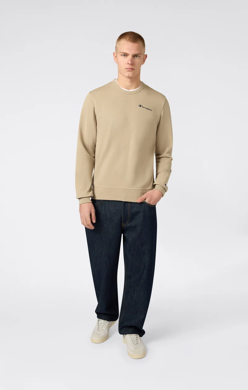 Men’s Lightweight Crewneck Sweatshirt with Embroidered Logo Icons