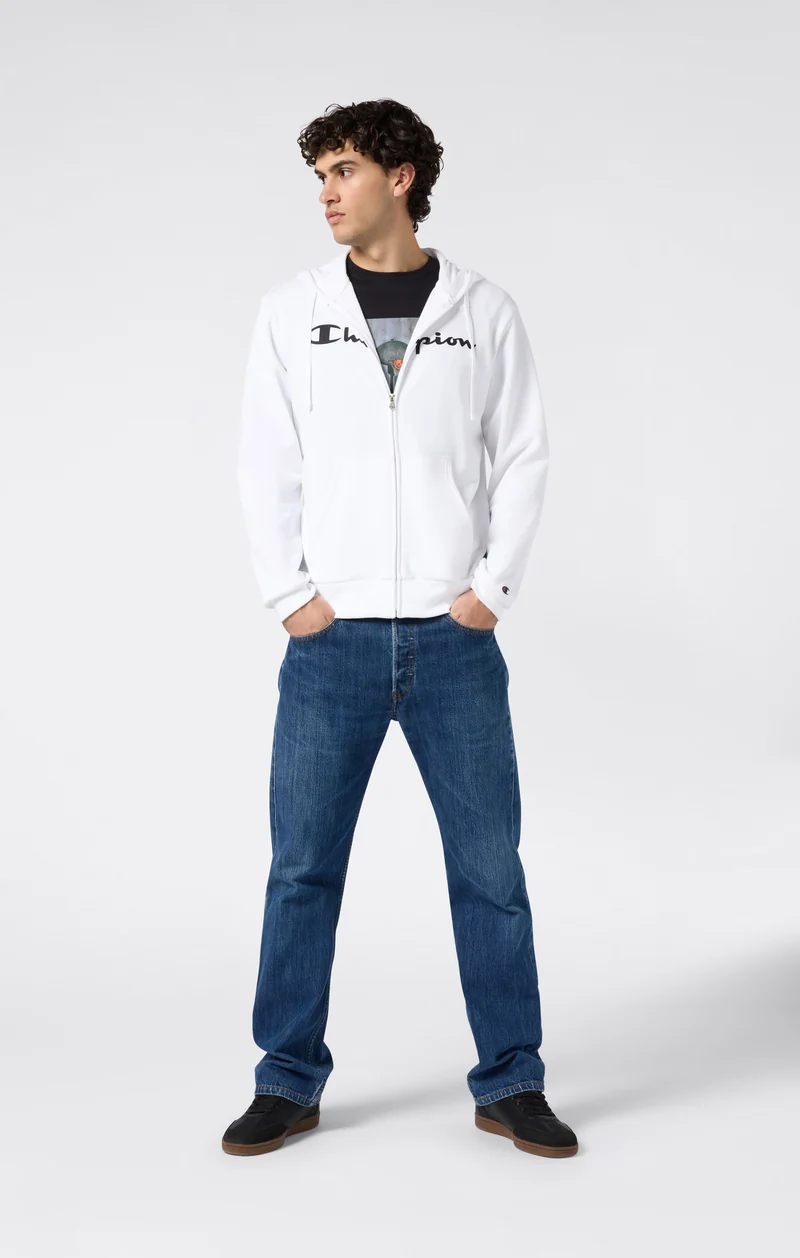 Men’s Lightweight Full Zip Hooded Sweatshirt with Maxi Printed Logo