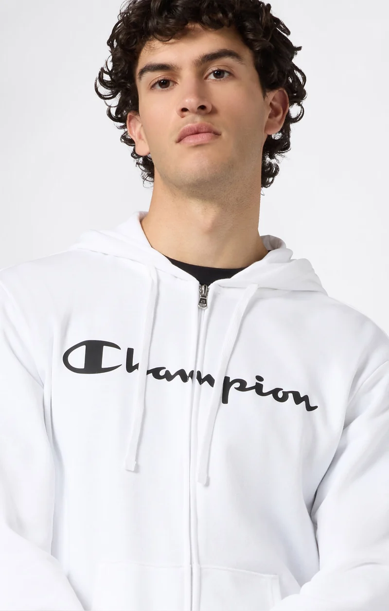 Men’s Lightweight Full Zip Hooded Sweatshirt with Maxi Printed Logo