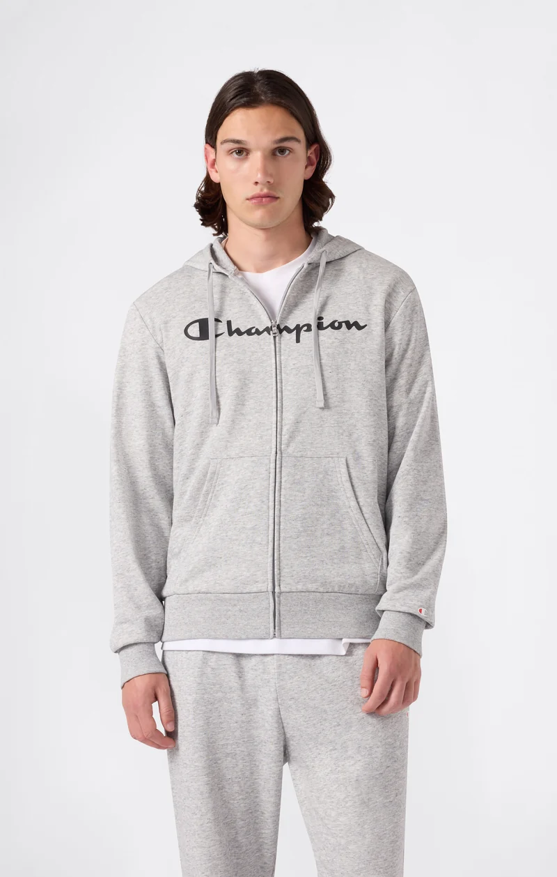 Men’s Lightweight Full Zip Hooded Sweatshirt with Maxi Printed Logo