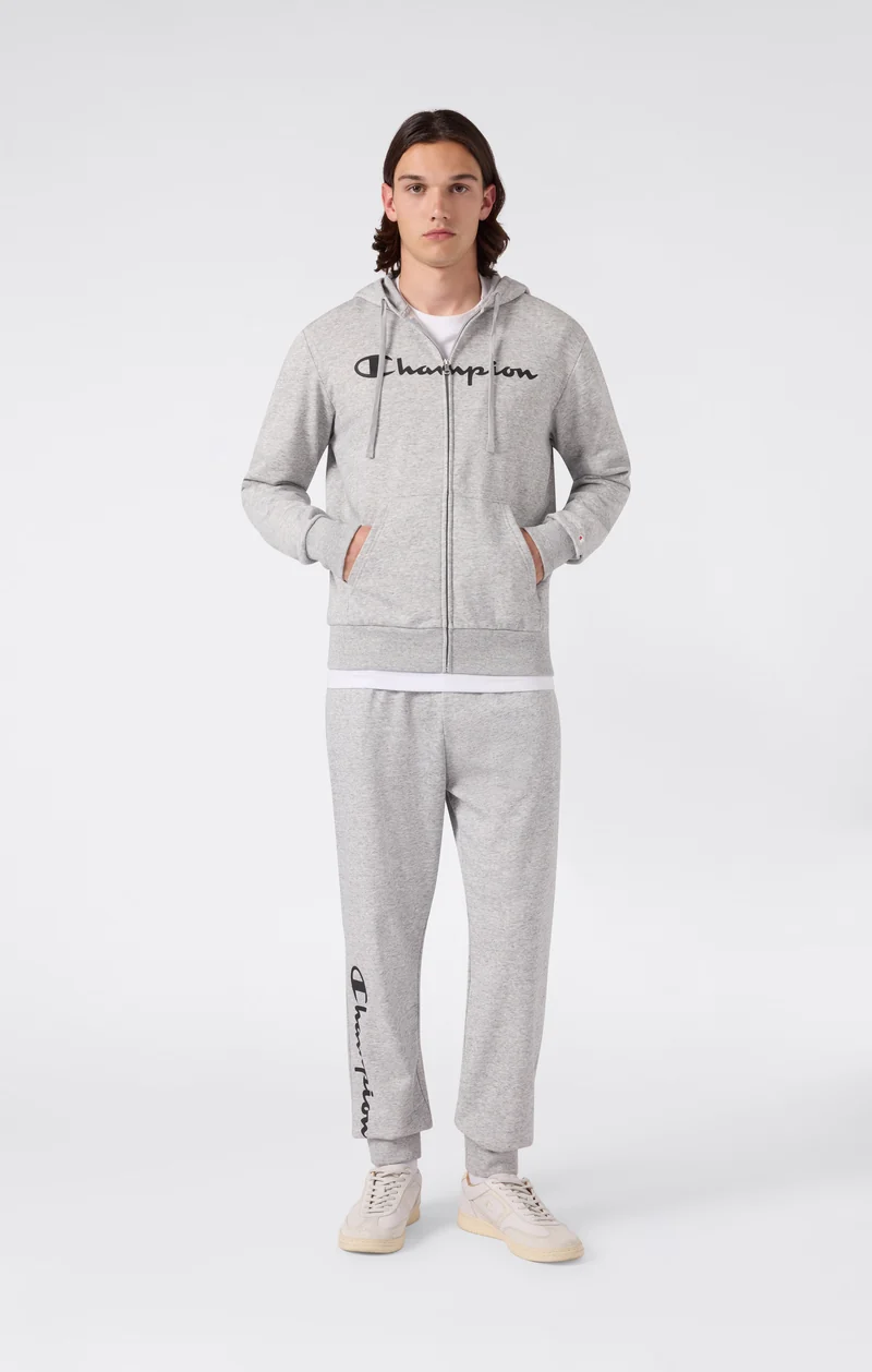 Men’s Lightweight Full Zip Hooded Sweatshirt with Maxi Printed Logo