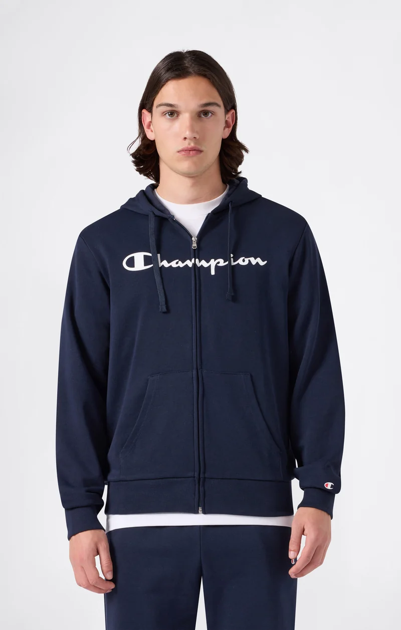 Men’s Lightweight Full Zip Hooded Sweatshirt with Maxi Printed Logo