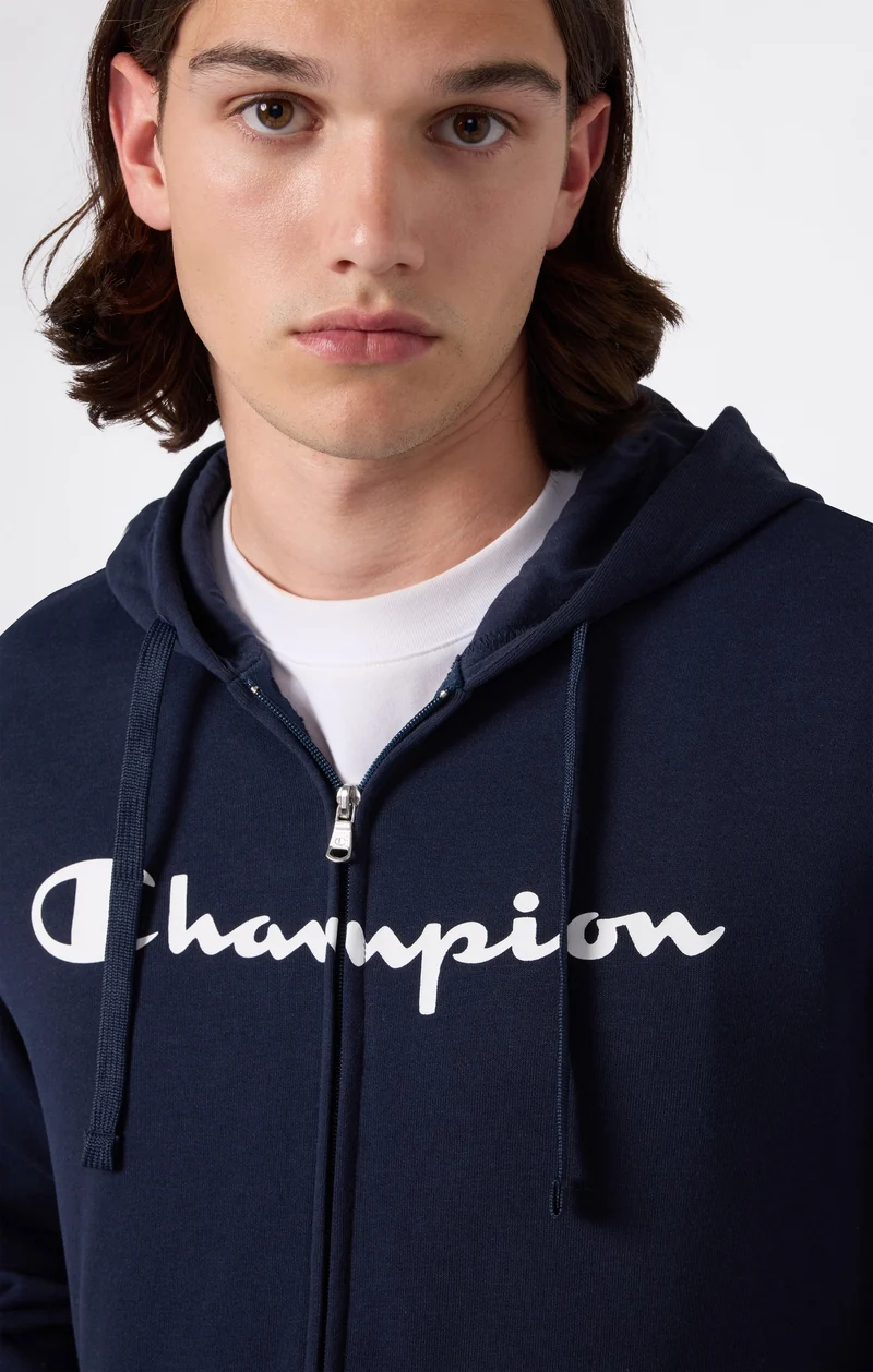 Men’s Lightweight Full Zip Hooded Sweatshirt with Maxi Printed Logo