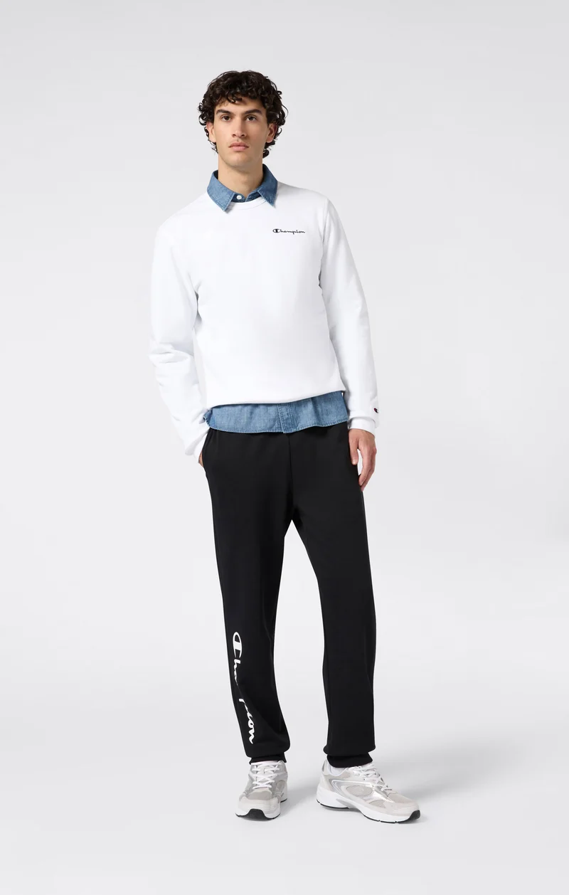 Men’s Lightweight Crewneck Sweatshirt with Embroidered Logo Icons