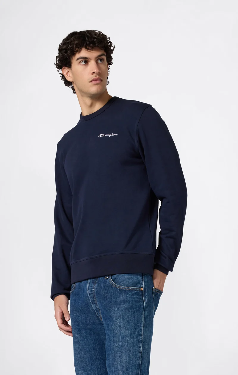 Men’s Lightweight Crewneck Sweatshirt with Embroidered Logo Icons
