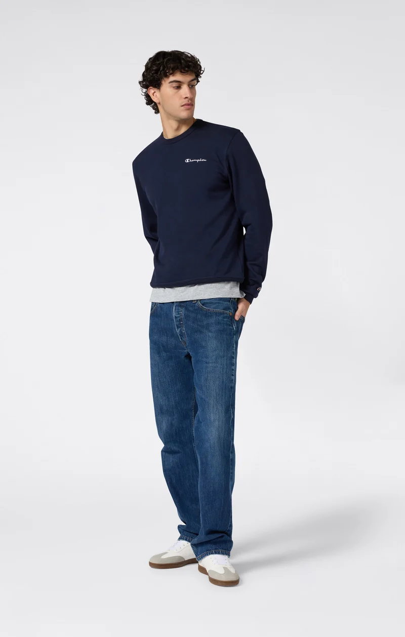 Men’s Lightweight Crewneck Sweatshirt with Embroidered Logo Icons
