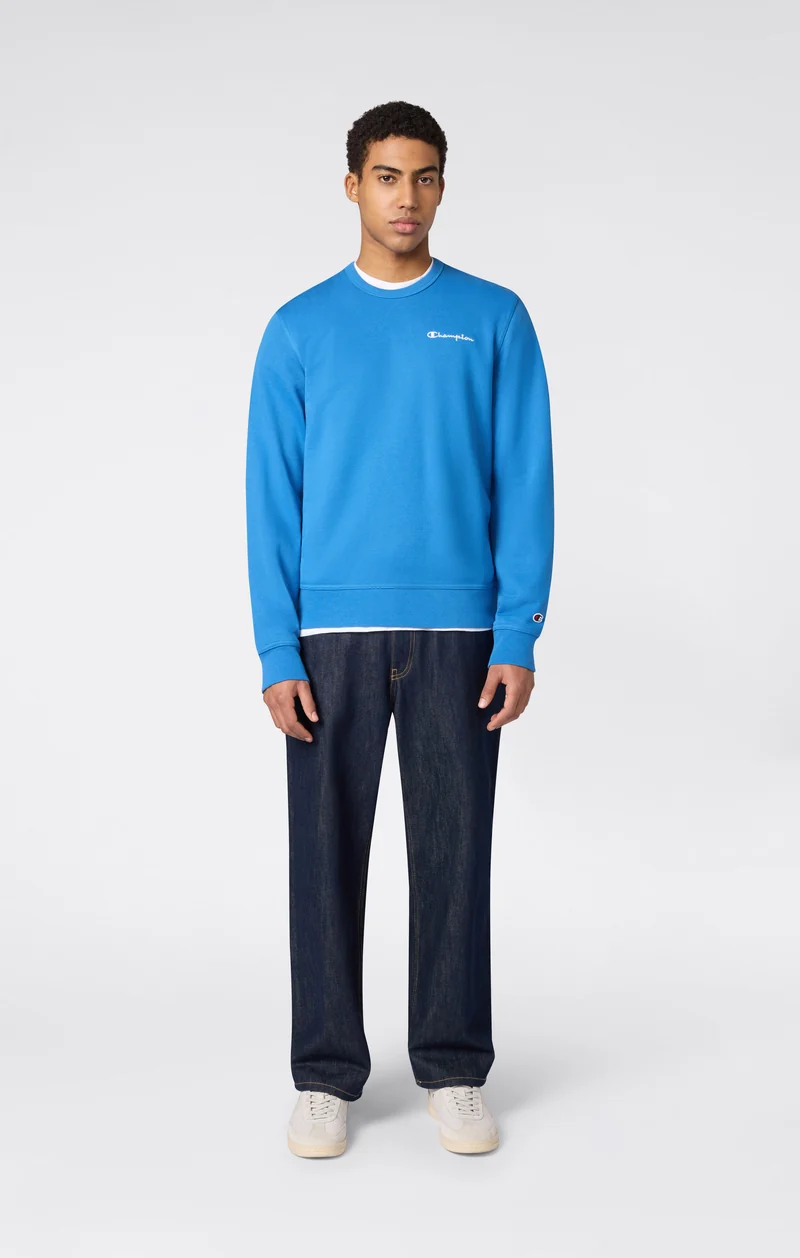 Men’s Lightweight Crewneck Sweatshirt with Embroidered Logo Icons