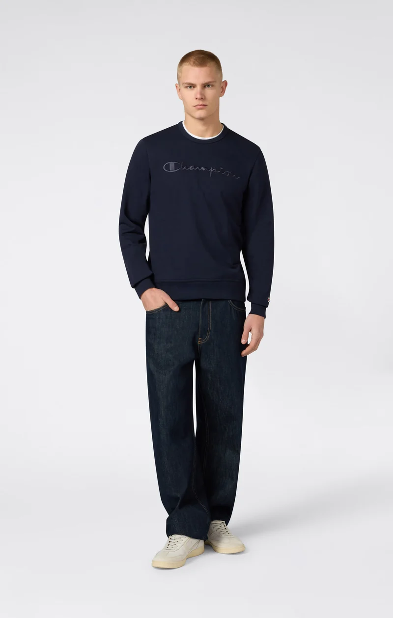 Men’s Lightweight Crewneck Sweatshirt with Tonal Logo Icons