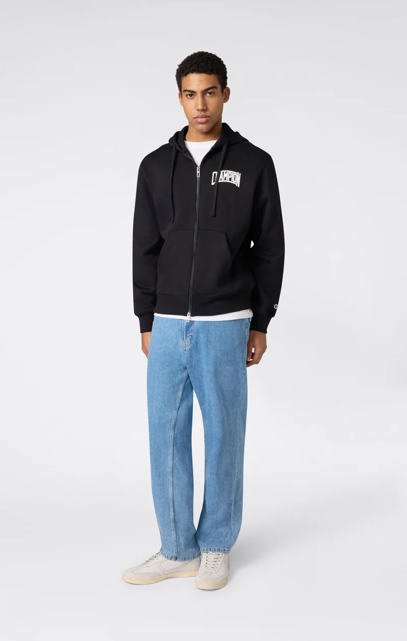 Men’s Hooded Full Zip Sweatshirt With Brushed Interior And Puff Print Logo