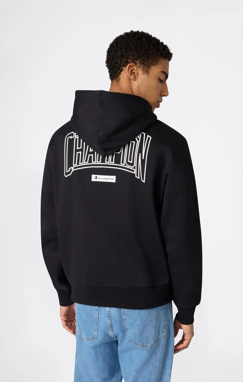 Men’s Hooded Full Zip Sweatshirt With Brushed Interior And Puff Print Logo