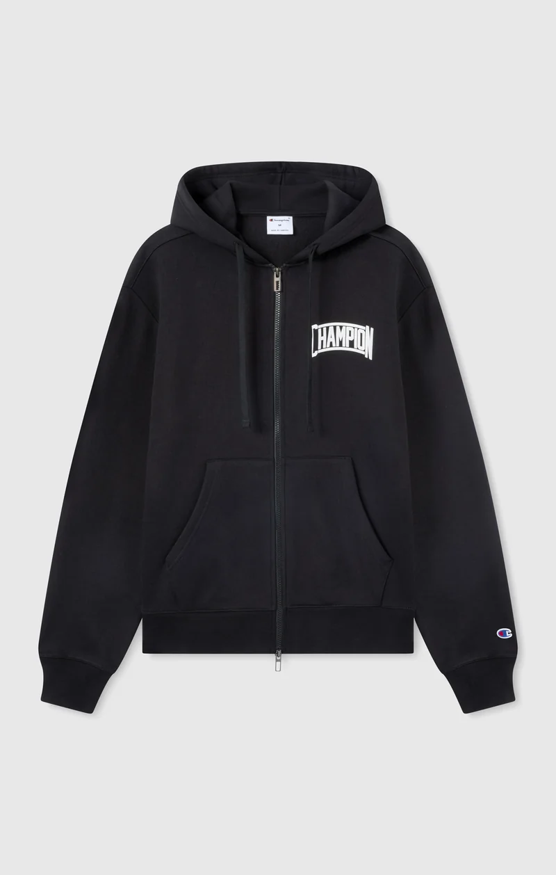 Men’s Hooded Full Zip Sweatshirt With Brushed Interior And Puff Print Logo