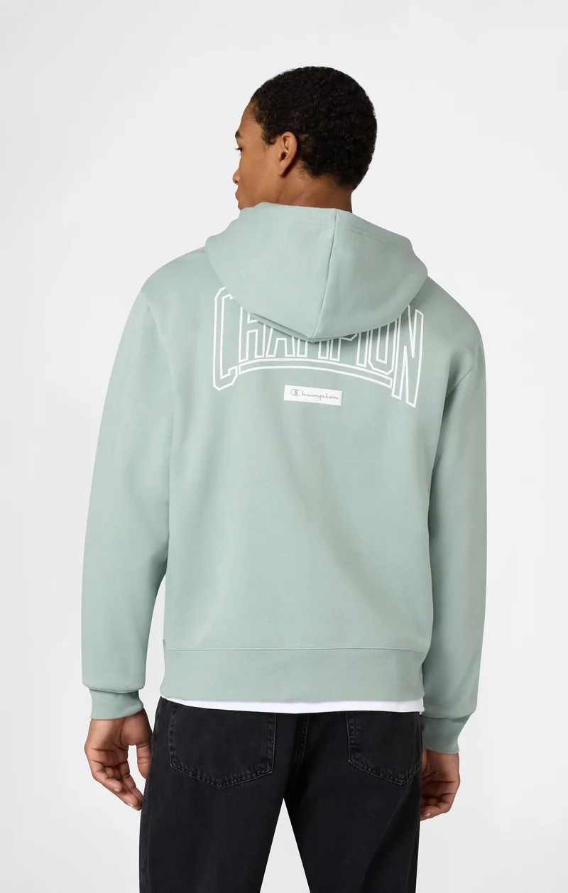 Men’s Hooded Full Zip Sweatshirt With Brushed Interior And Puff Print Logo