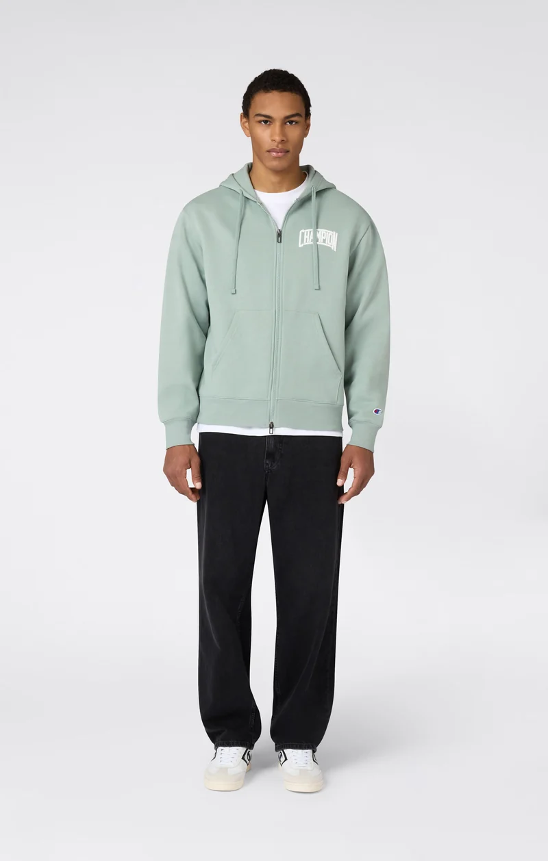 Men’s Hooded Full Zip Sweatshirt With Brushed Interior And Puff Print Logo