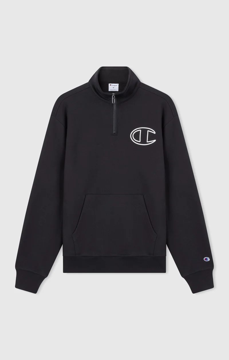 Men’s Half Zip Sweatshirt With Brushed Interior And Puff Print Logo
