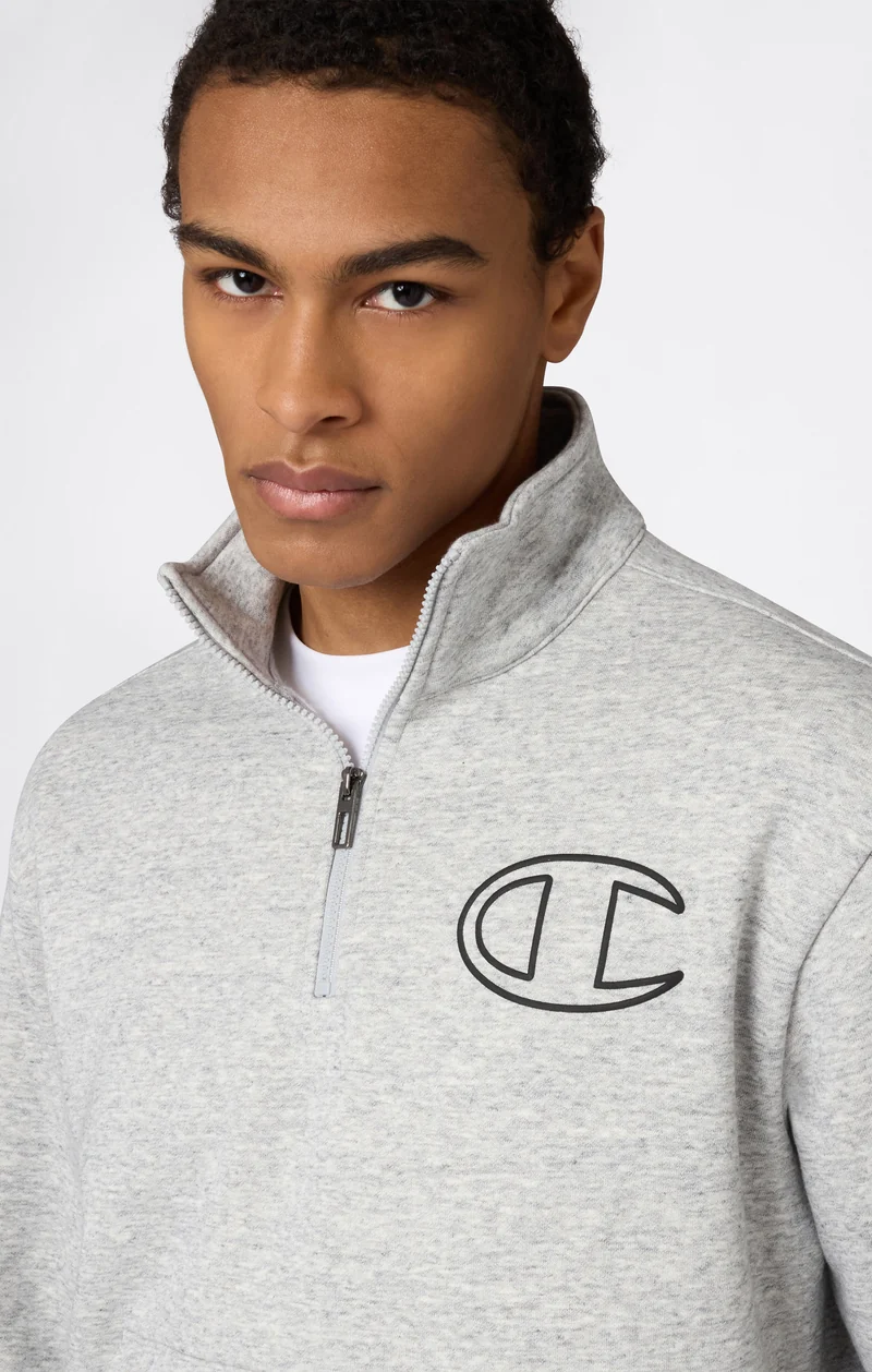 Men’s Half Zip Sweatshirt With Brushed Interior And Puff Print Logo