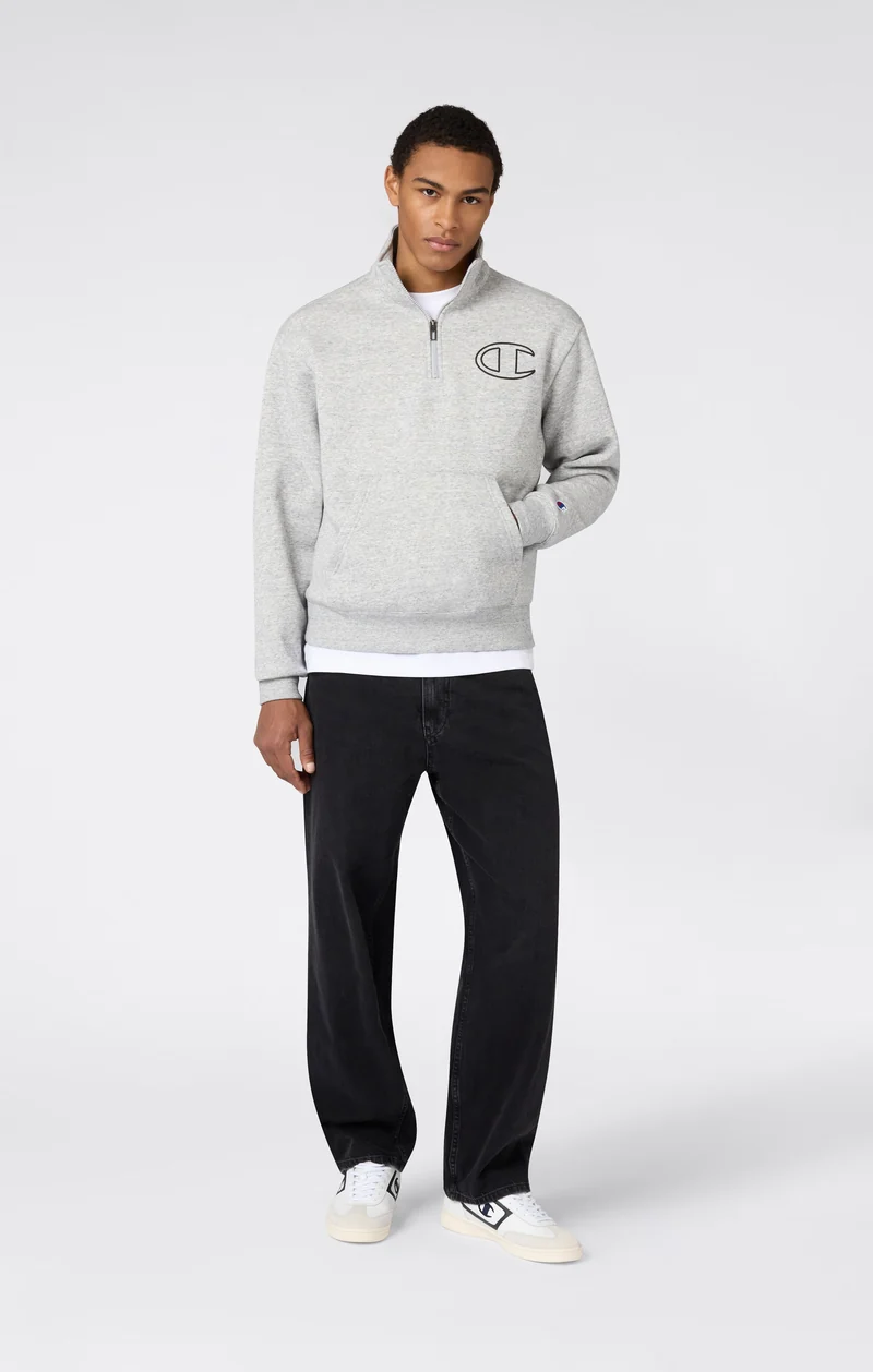 Men’s Half Zip Sweatshirt With Brushed Interior And Puff Print Logo