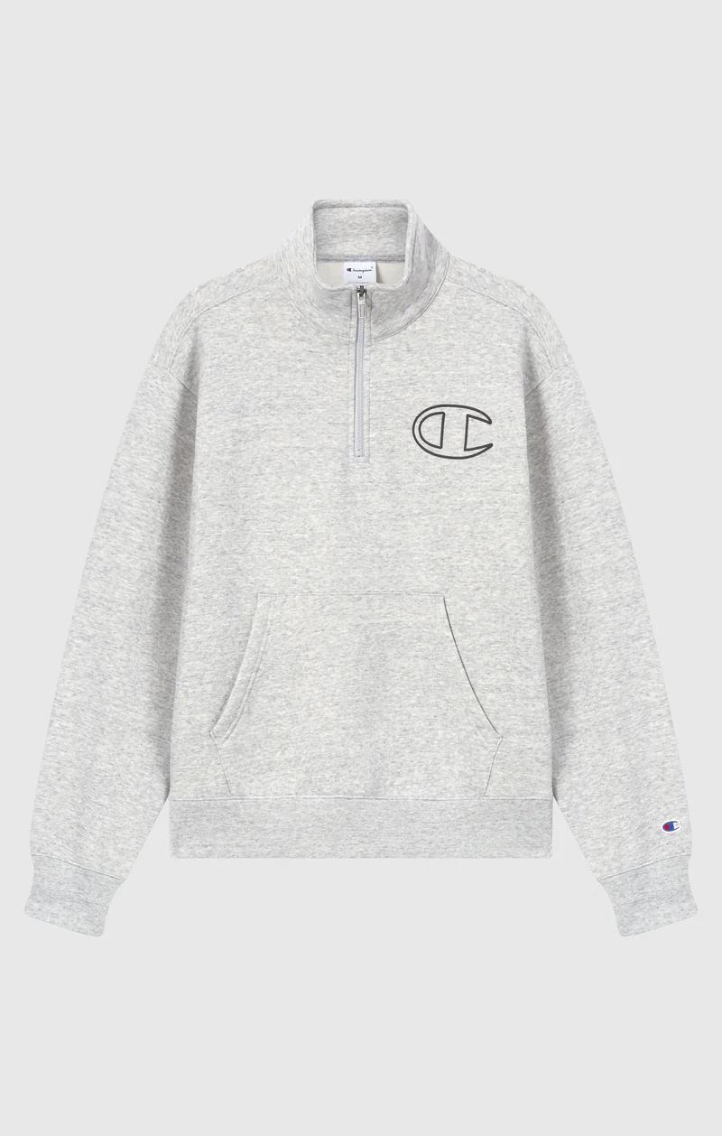 Men’s Half Zip Sweatshirt With Brushed Interior And Puff Print Logo