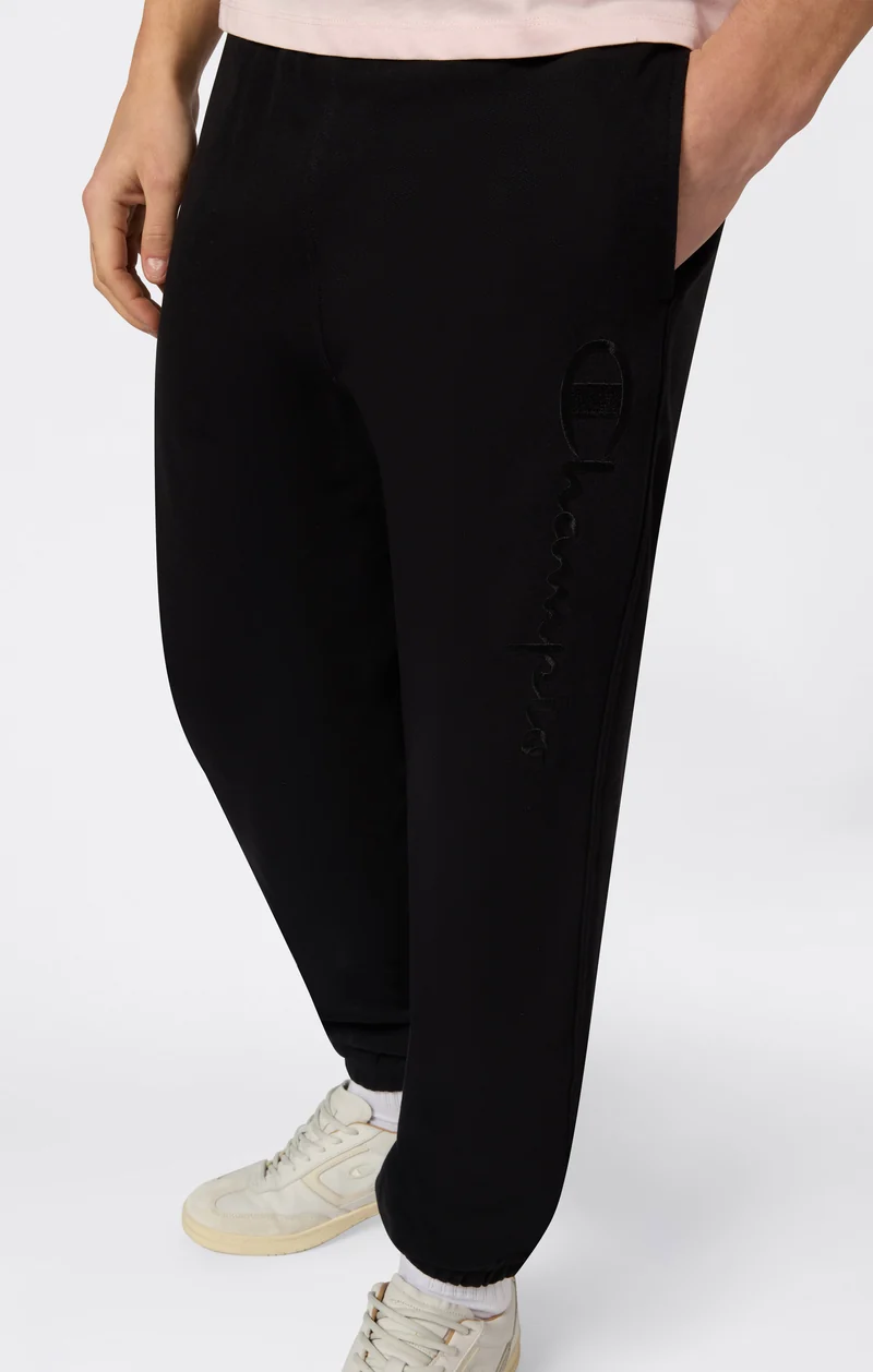 Men’s Lightweight Pants with Elastic Cuffs and Tonal Maxi Embroidered Logo Icons