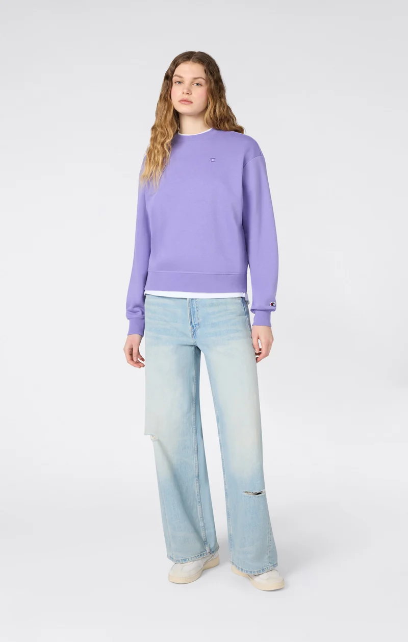 Women’s Lightweight Crewneck Sweatshirt with Tonal Embroidered “C” Logo Icons