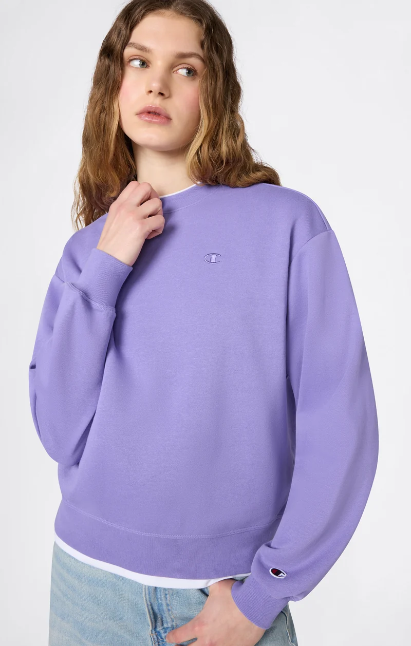 Women’s Lightweight Crewneck Sweatshirt with Tonal Embroidered “C” Logo Icons