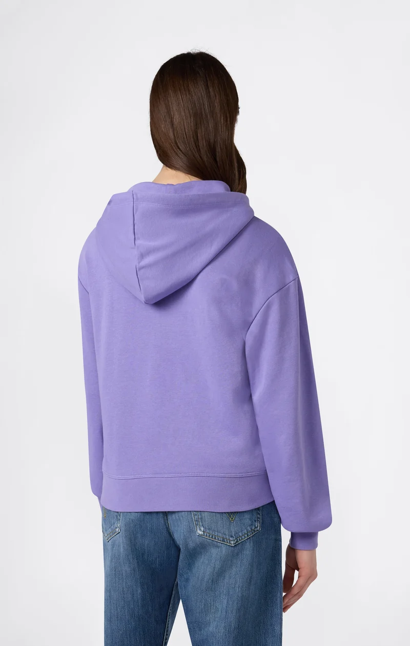 Women’s Lightweight Full Zip Hooded Sweatshirt with Tonal Embroidered “C” Logo Icons