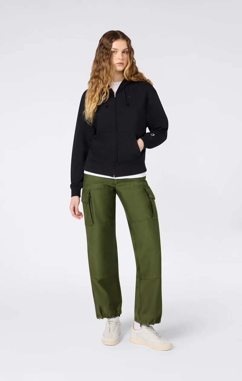 Women’s Lightweight Full Zip Hooded Sweatshirt with Tonal Embroidered “C” Logo Icons