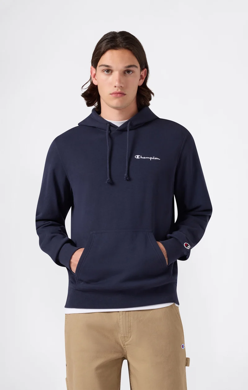 Men’s Lightweight Hoodie with Small Embroidered Logo Icons