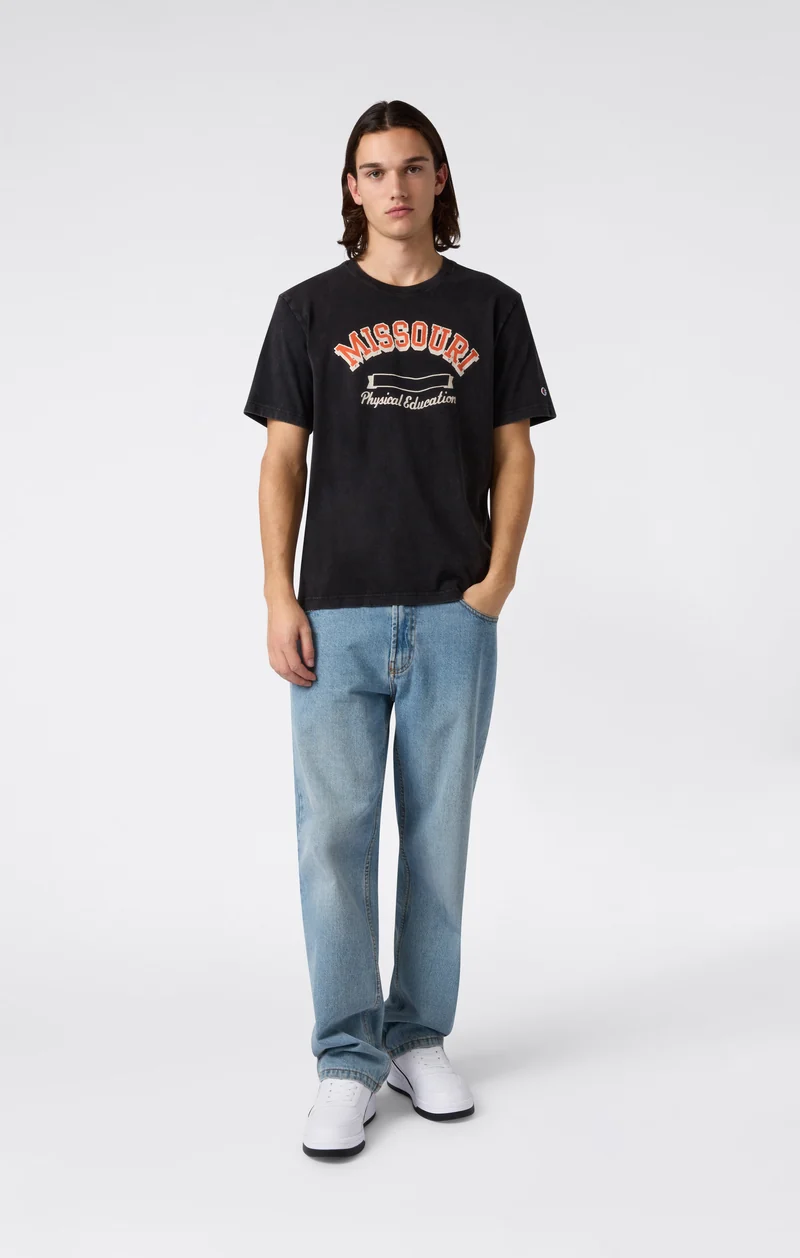 Men’s Heavy Cotton T-Shirt with Reverse Weave Print