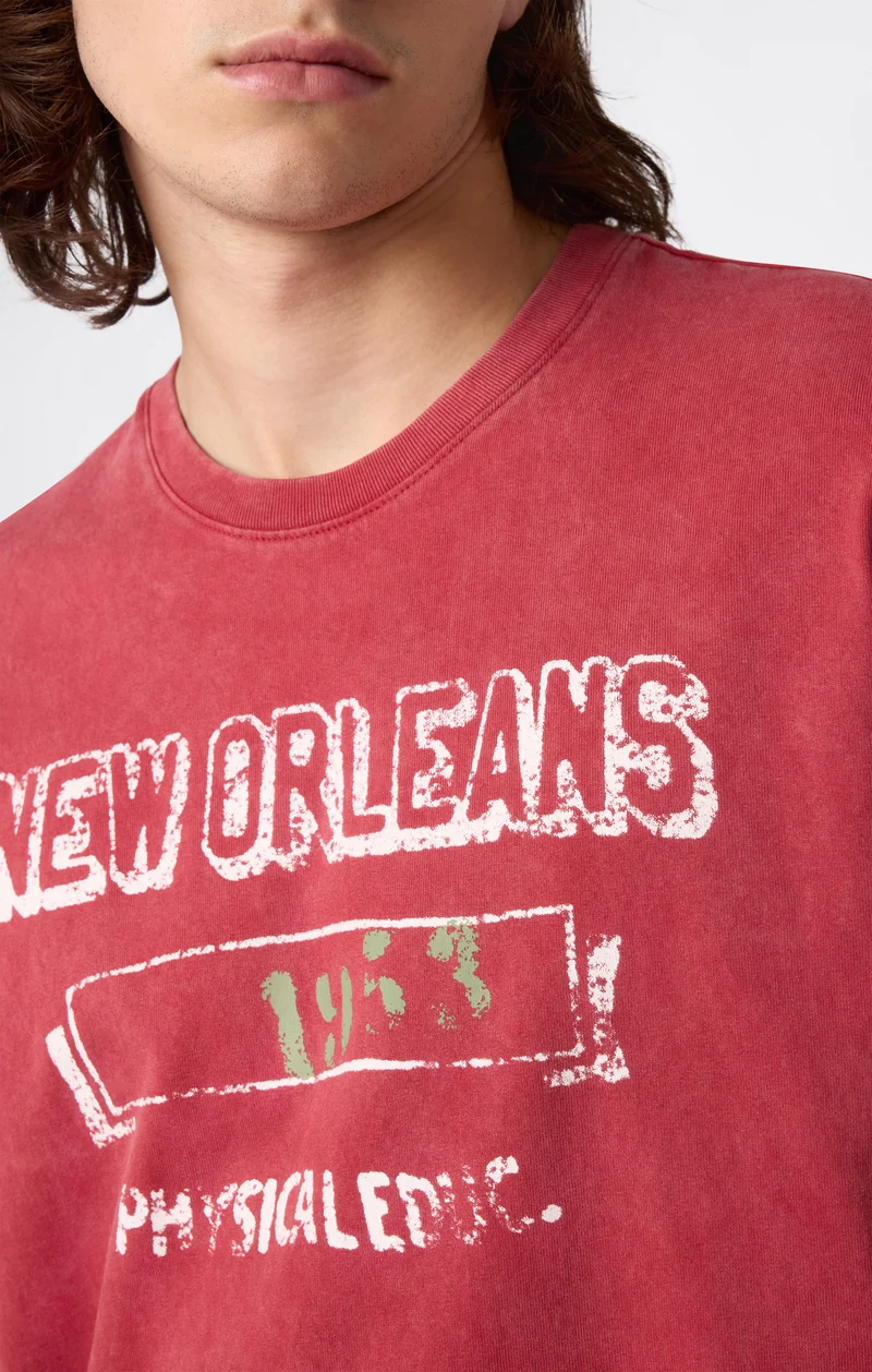 Men’s Heavyweight Cotton T-shirt with Reverse Weave Print