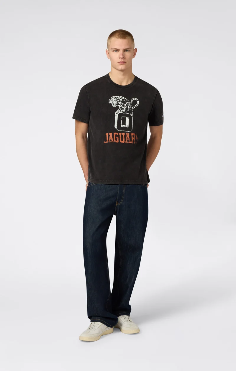 Men’s Heavyweight Cotton T-shirt with Reverse Weave Print