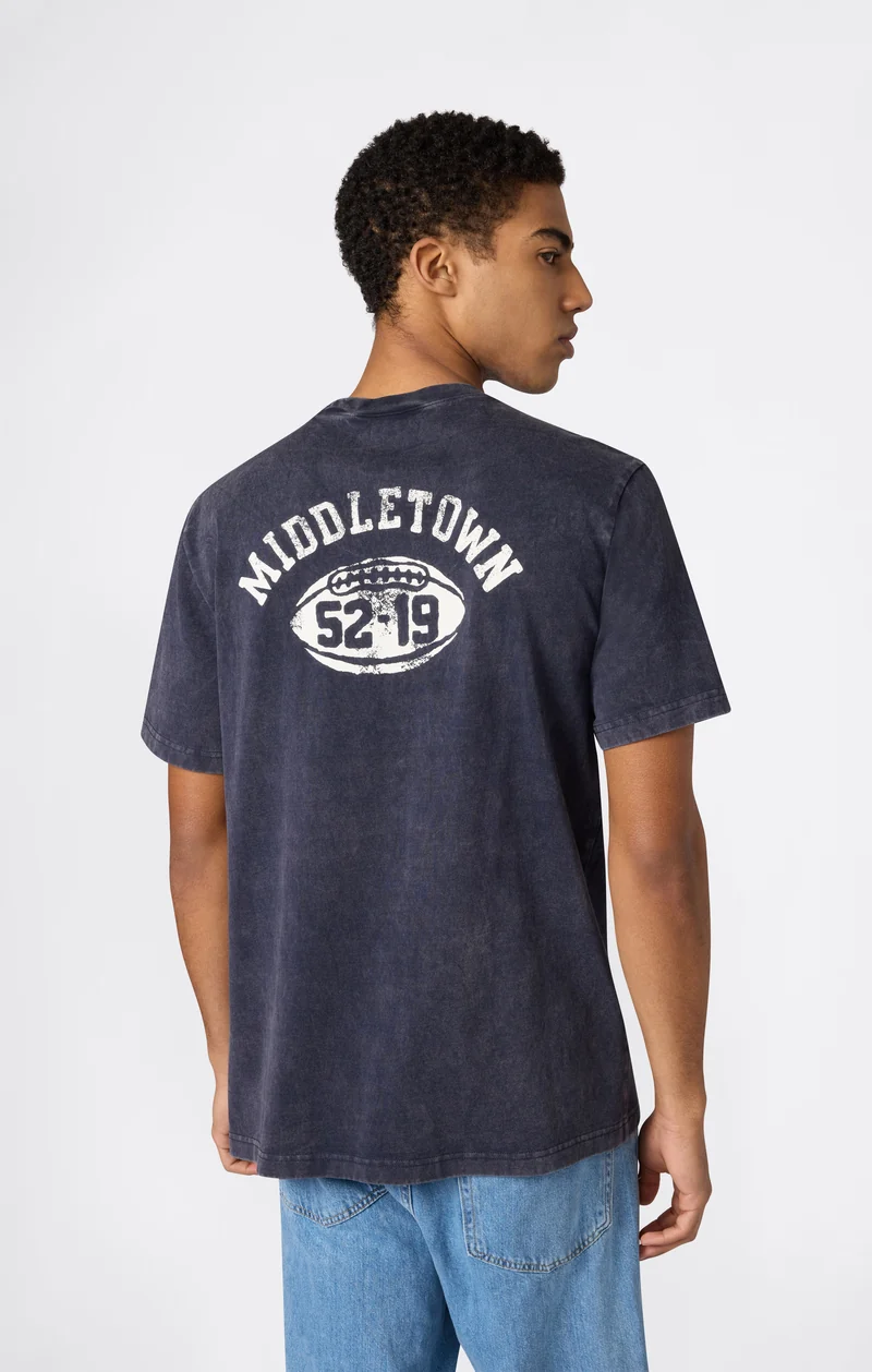 Men’s Heavyweight Cotton T-shirt with Reverse Weave Print