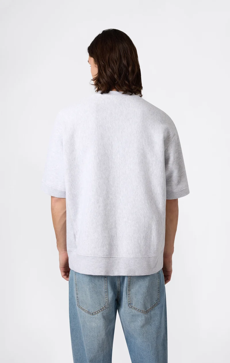 Men’s Heavyweight Short Sleeve Sweatshirt with Brushed Interior and Print Reverse Weave