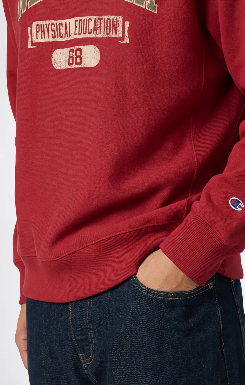 Men’s Heavyweight Crewneck Sweatshirt with Brushed Interior and Print Reverse Weave