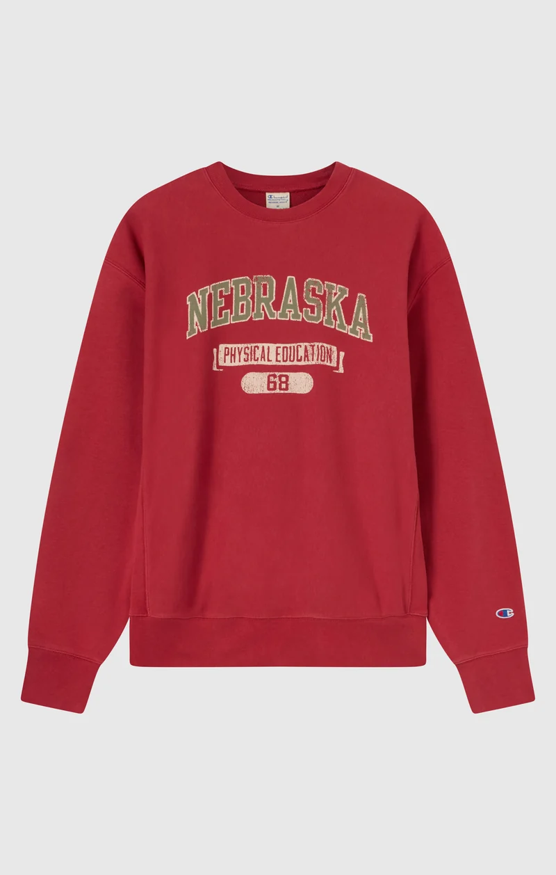 Men’s Heavyweight Crewneck Sweatshirt with Brushed Interior and Print Reverse Weave