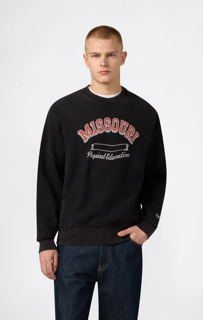 Men’s Heavyweight Crewneck Sweatshirt with Brushed Interior and Print Reverse Weave