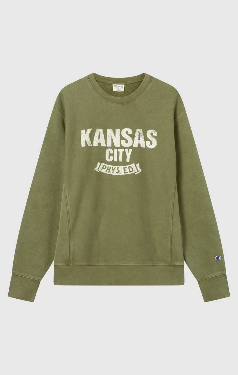 Men’s Heavyweight Crewneck Sweatshirt with Brushed Interior and Print Reverse Weave