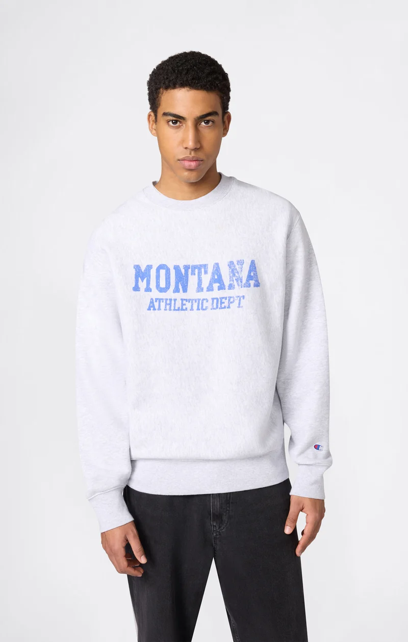 Men’s Heavyweight Crewneck Sweatshirt with Brushed Interior and Print Reverse Weave