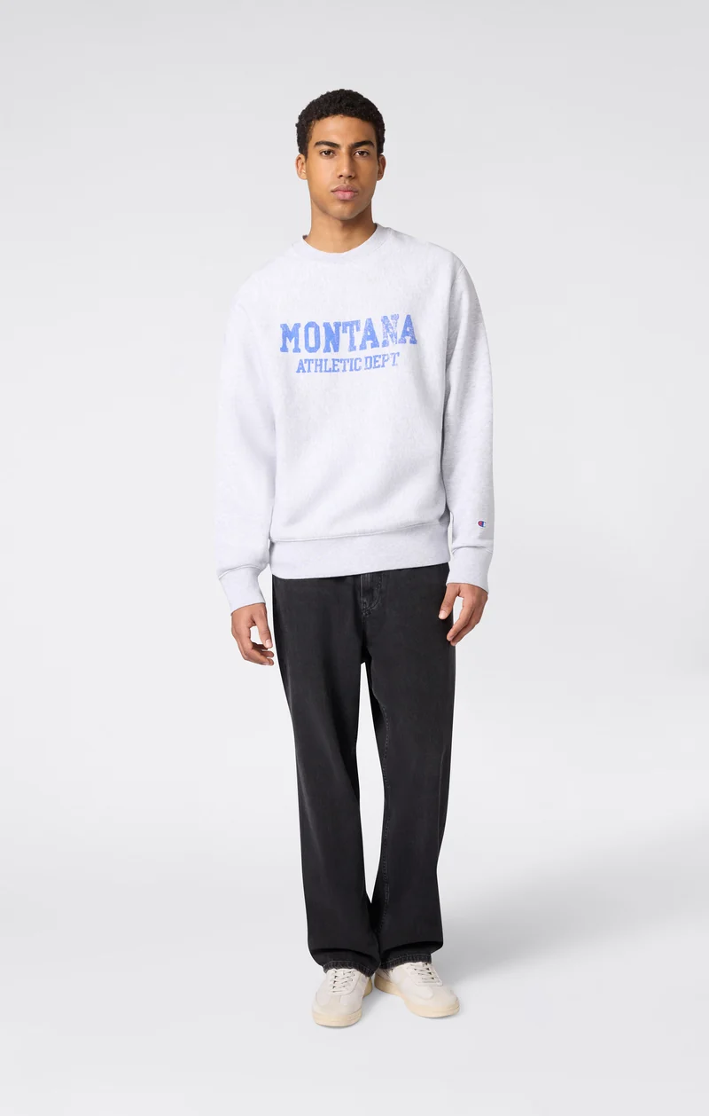 Men’s Heavyweight Crewneck Sweatshirt with Brushed Interior and Print Reverse Weave