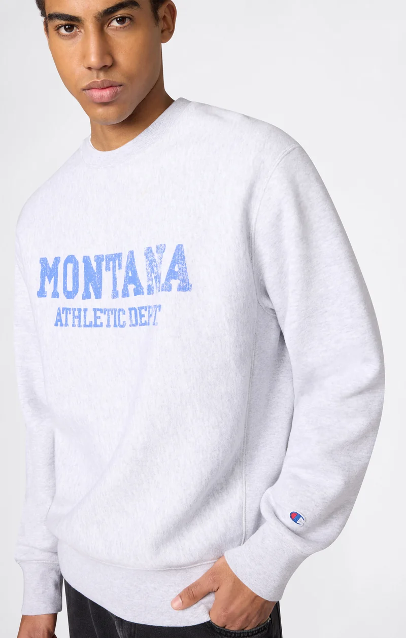 Men’s Heavyweight Crewneck Sweatshirt with Brushed Interior and Print Reverse Weave