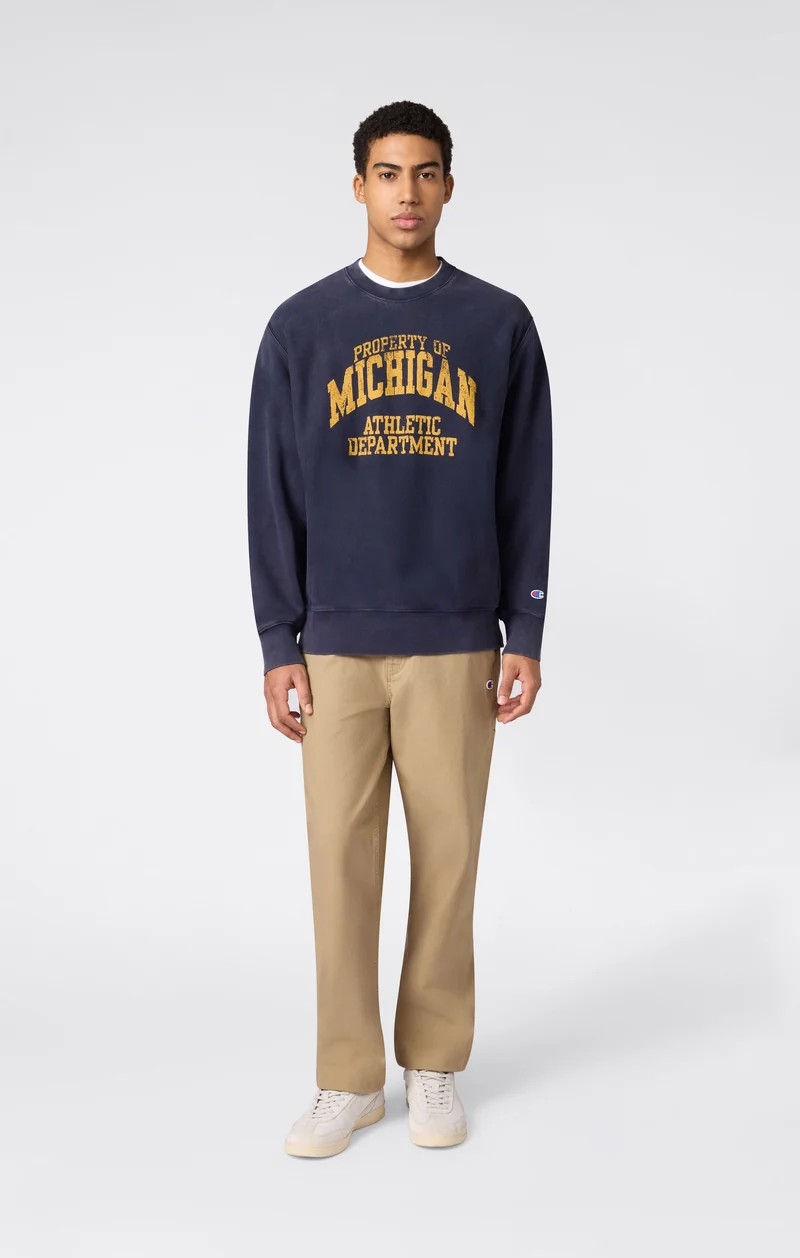 Men’s Heavyweight Crewneck Sweatshirt with Brushed Interior and Print Reverse Weave
